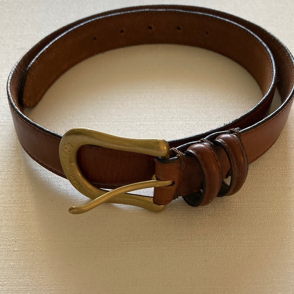 Kenneth Cole Mens Belt Size 34‎ Brown Leather Gold Tone Buckle